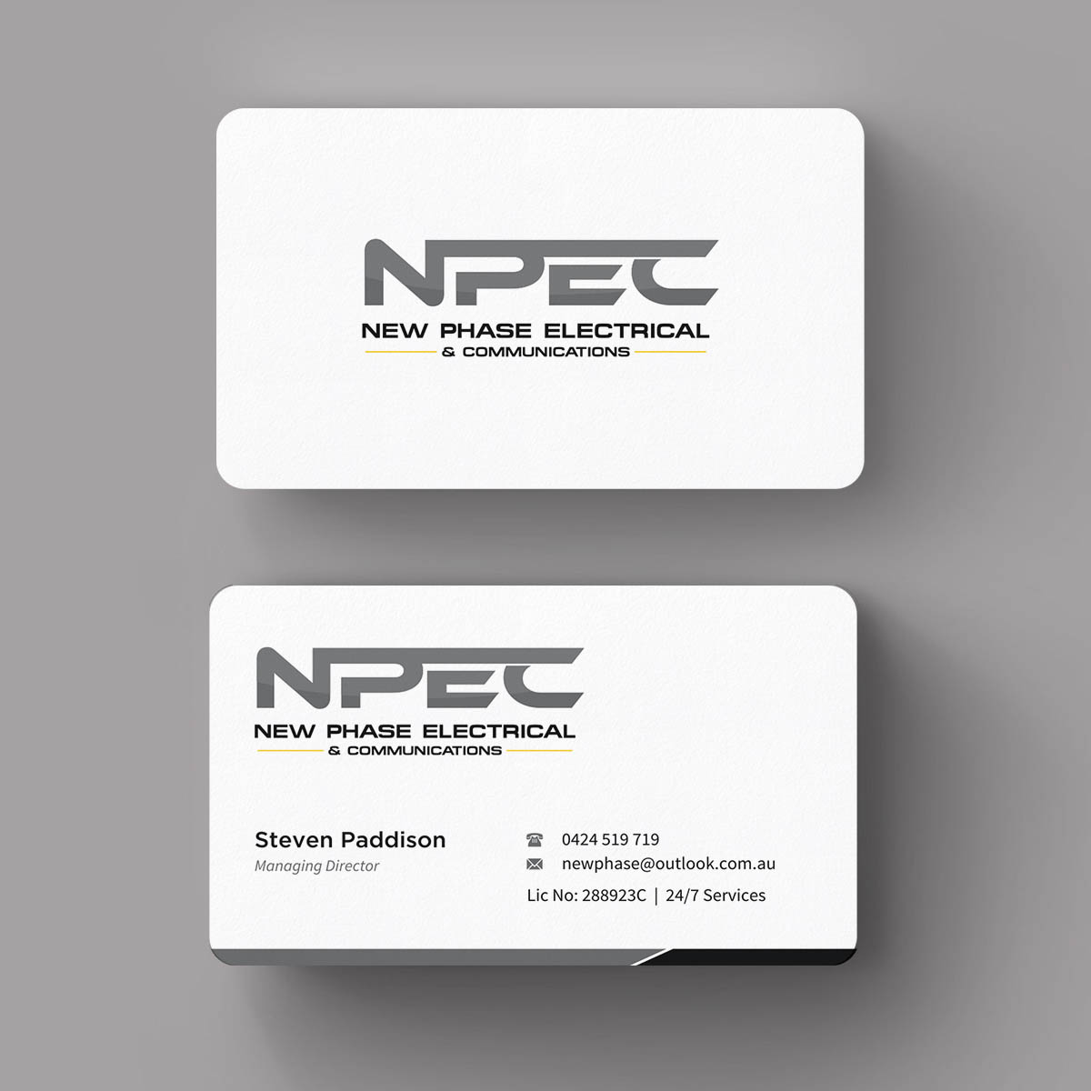 Business Card Design by INDIAN_Ashok for New Phase Electrical & Communications | Design #8437499