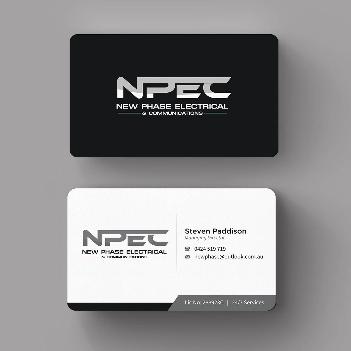 Business Card Design by INDIAN_Ashok for New Phase Electrical & Communications | Design #8437502