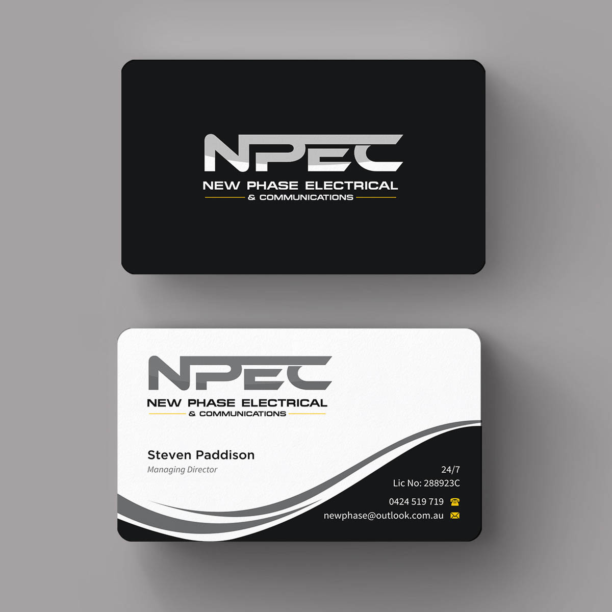 Business Card Design by INDIAN_Ashok for New Phase Electrical & Communications | Design #8437507