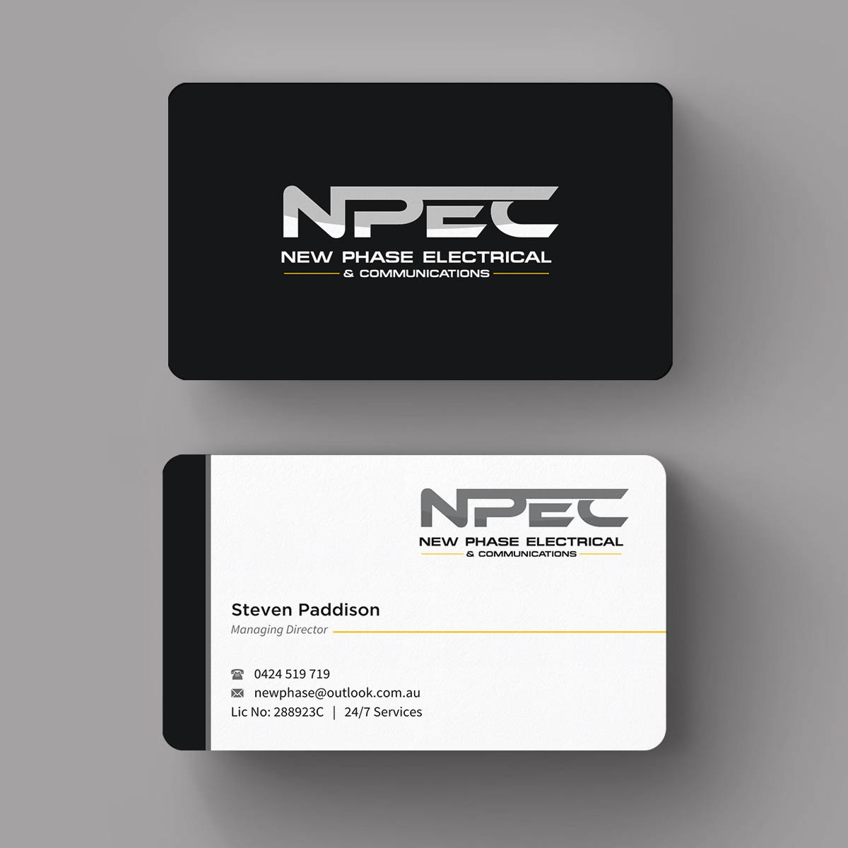Business Card Design by INDIAN_Ashok for New Phase Electrical & Communications | Design #8437509