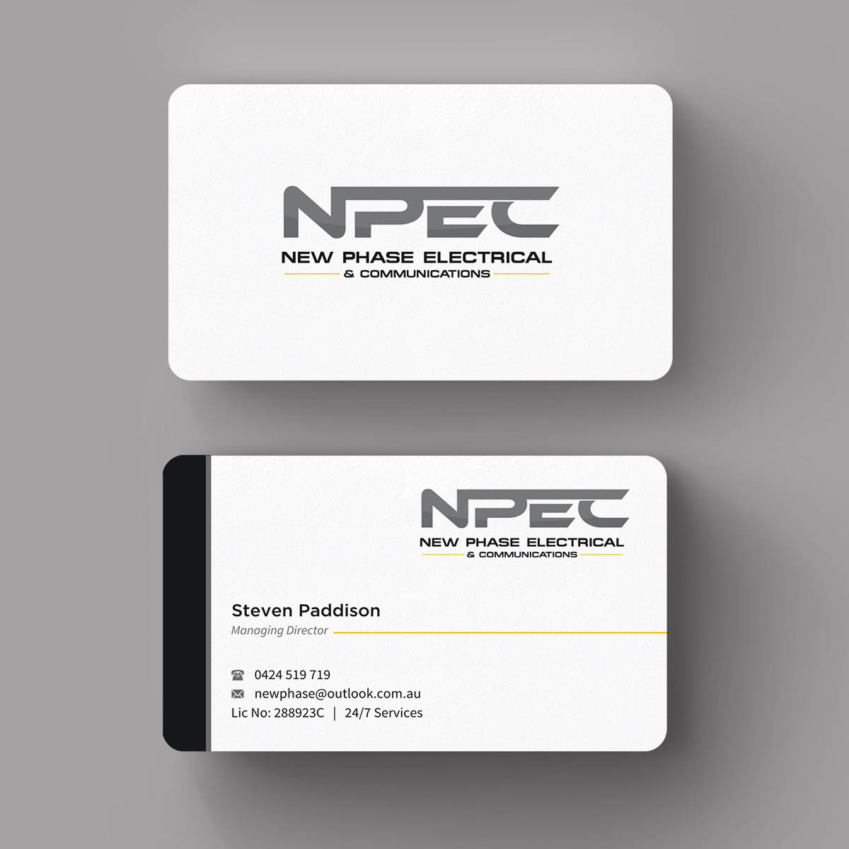 Business Card Design by INDIAN_Ashok for New Phase Electrical & Communications | Design #8437510