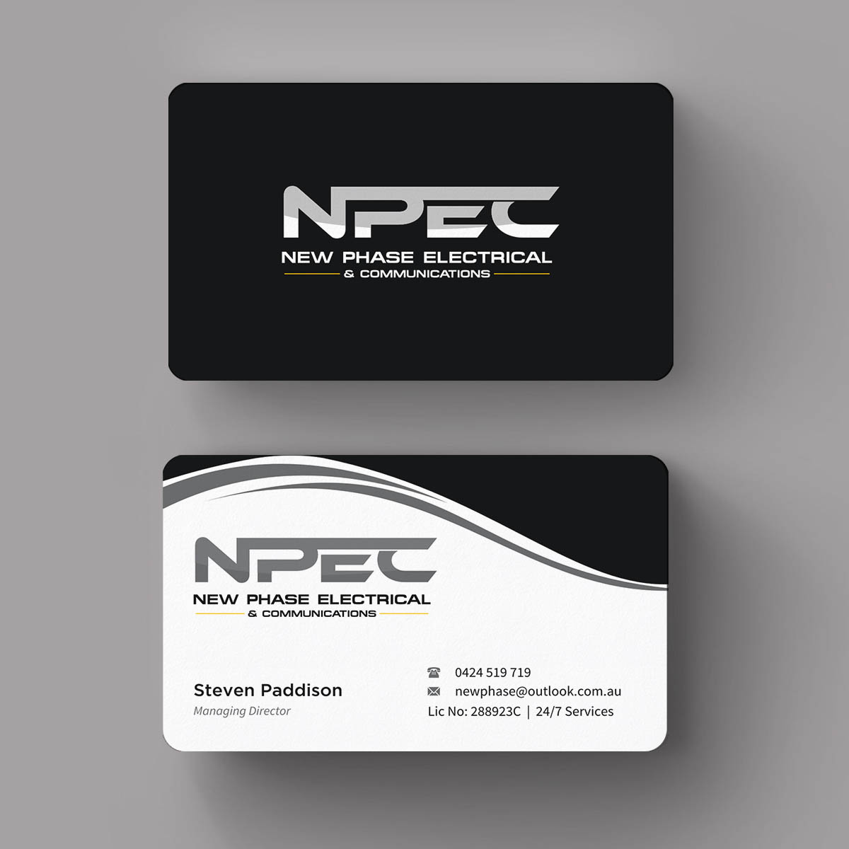 Business Card Design by INDIAN_Ashok for New Phase Electrical & Communications | Design #8437511