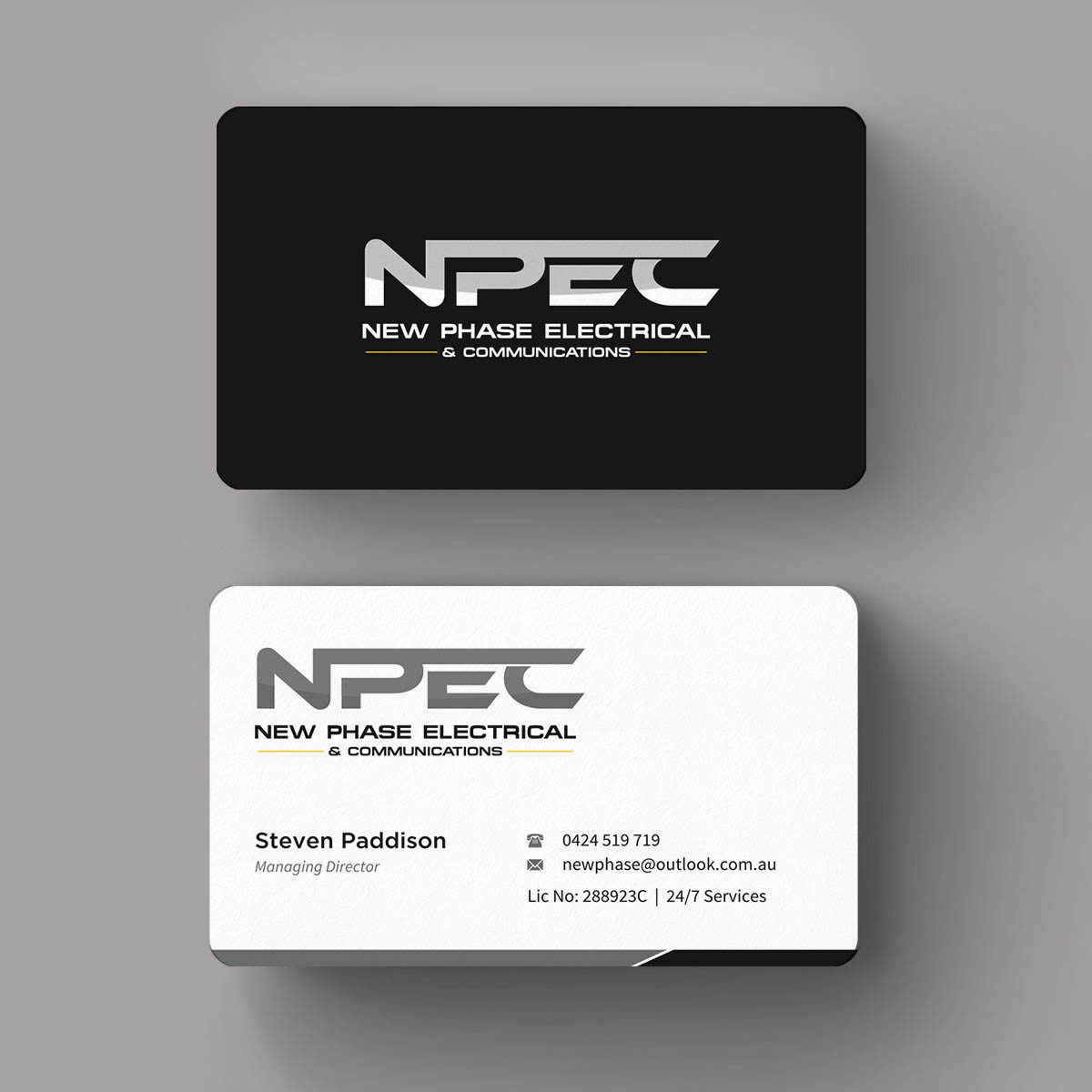 Business Card Design by INDIAN_Ashok for New Phase Electrical & Communications | Design #8437515