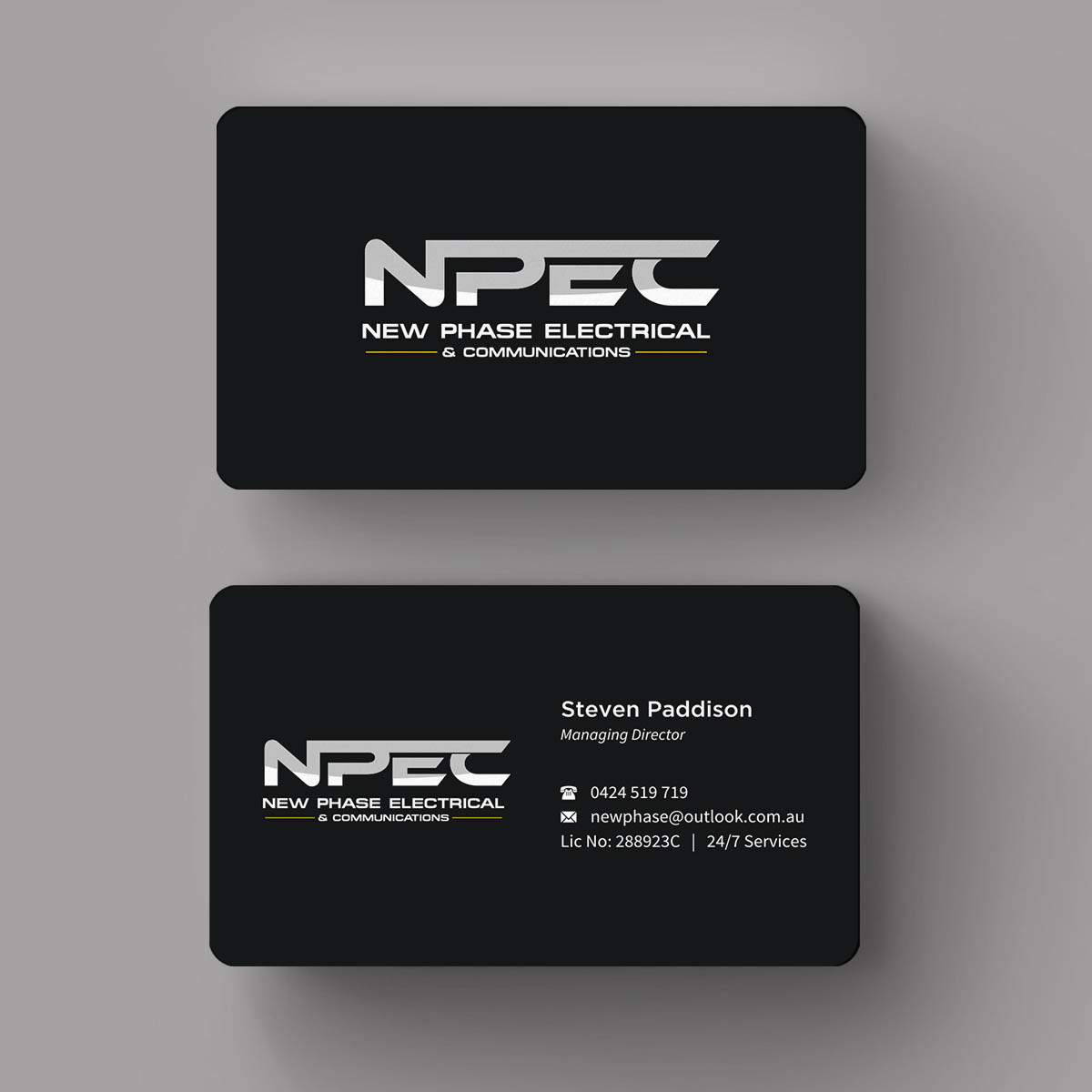 Business Card Design by INDIAN_Ashok for New Phase Electrical & Communications | Design #8437518