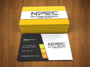 Visitenkarten-Design von JR designs für New Phase Electrical & Communications | Design #8428583
