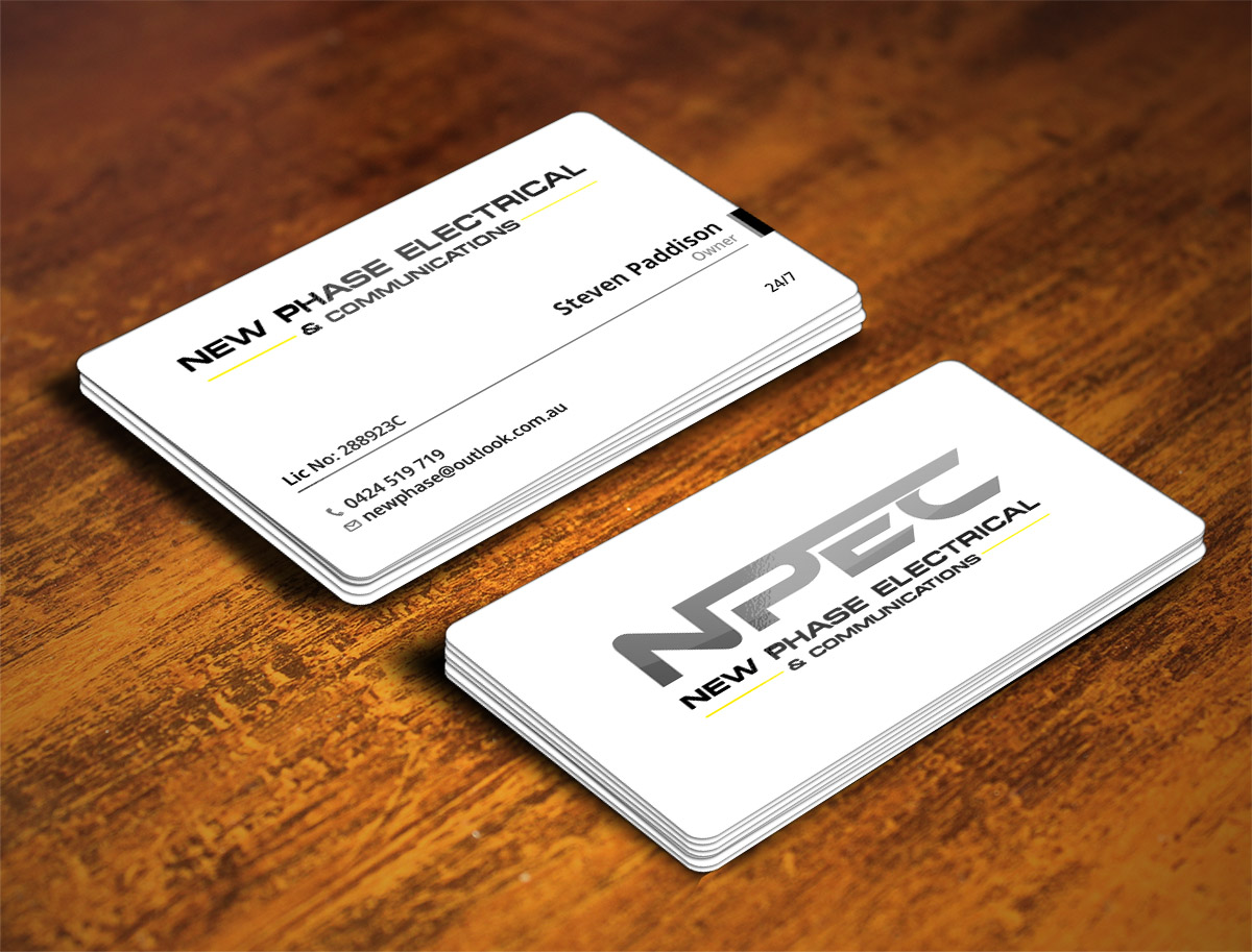 Business Card Design by Verified artistry for New Phase Electrical & Communications | Design #8431360