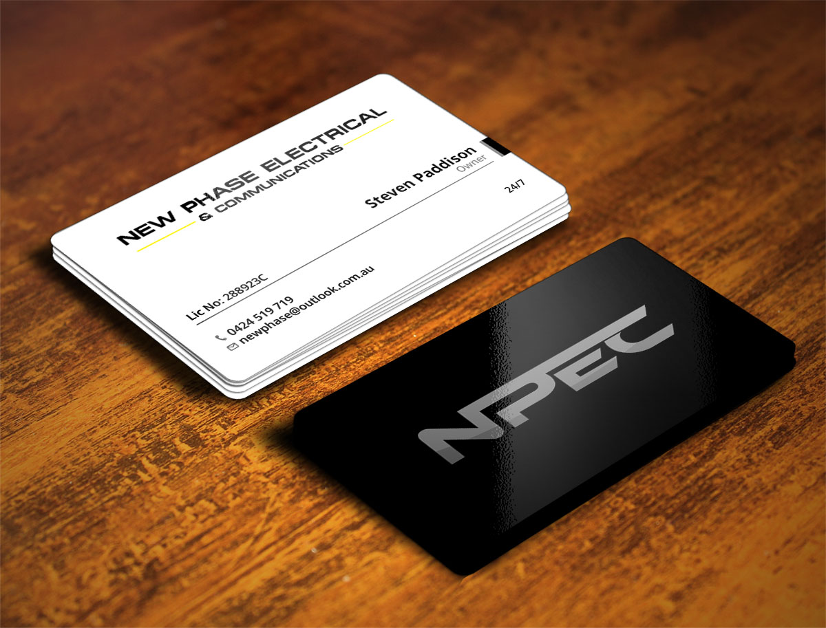 Visitenkarten-Design von Verified artistry für New Phase Electrical & Communications | Design #8431362