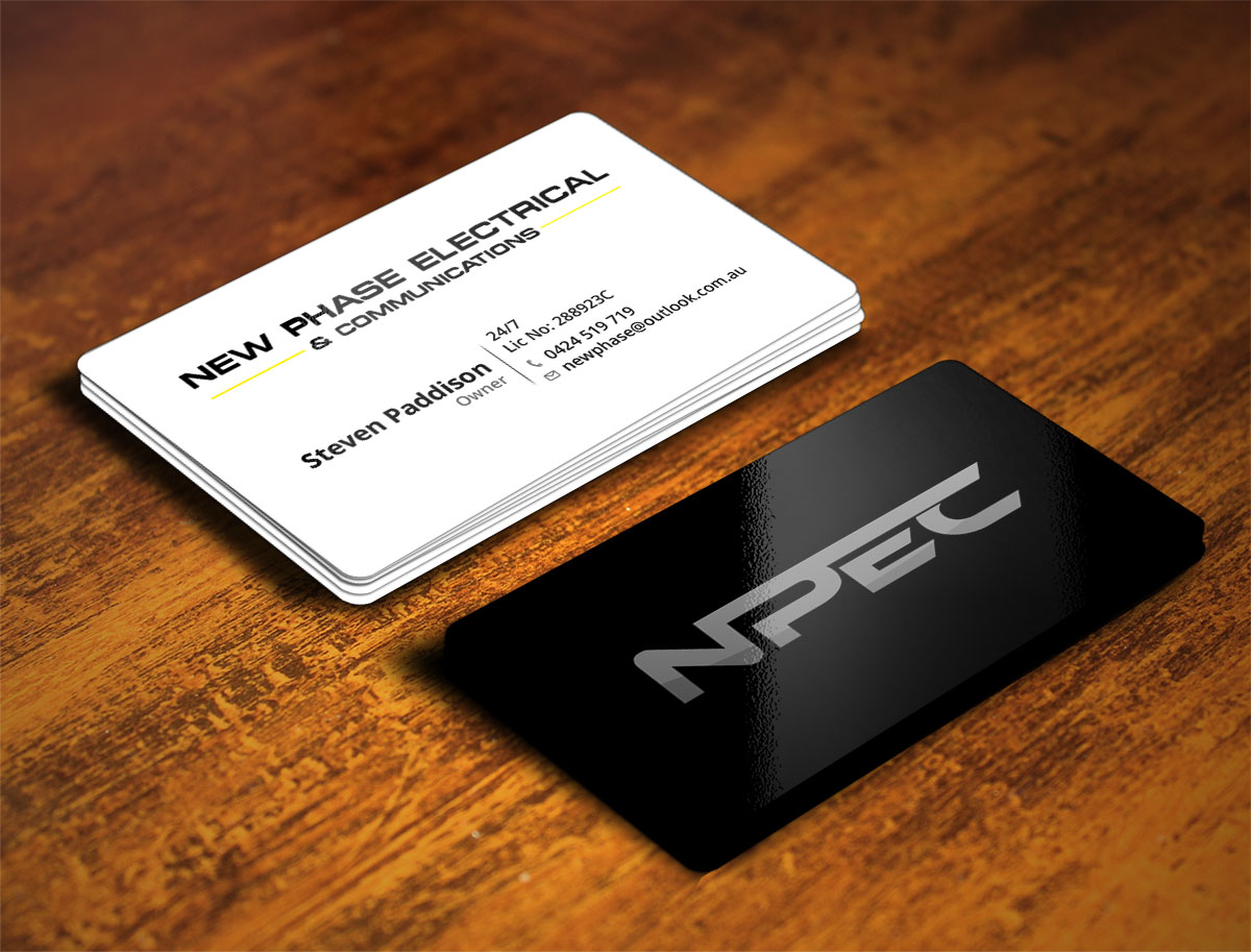 Business Card Design by Verified artistry (Design garden) for New Phase Electrical & Communications | Design #8431374