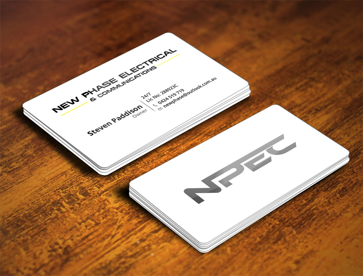 Business Card Design by Verified artistry for New Phase Electrical & Communications | Design #8431376
