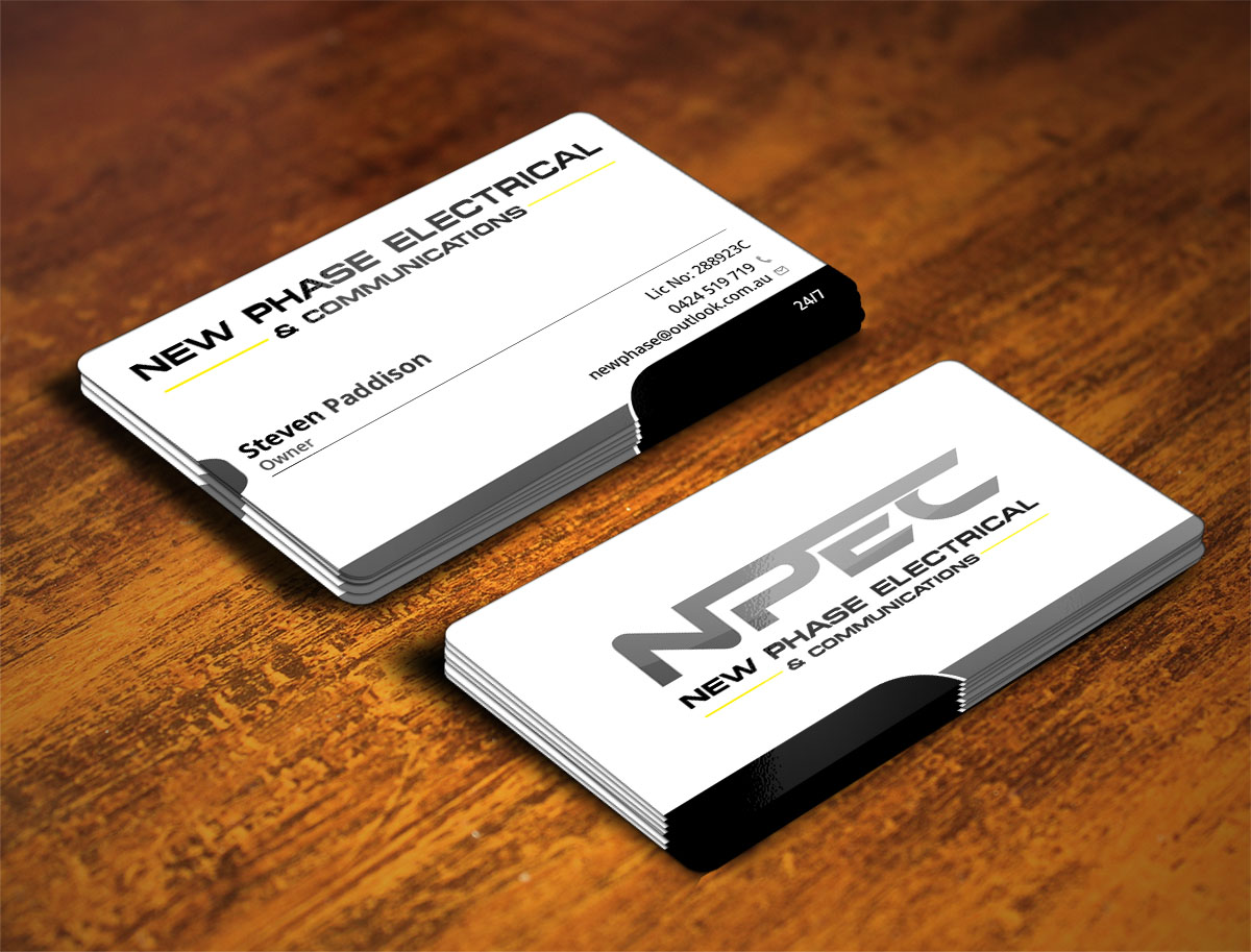 Business Card Design by Verified artistry for New Phase Electrical & Communications | Design #8431379