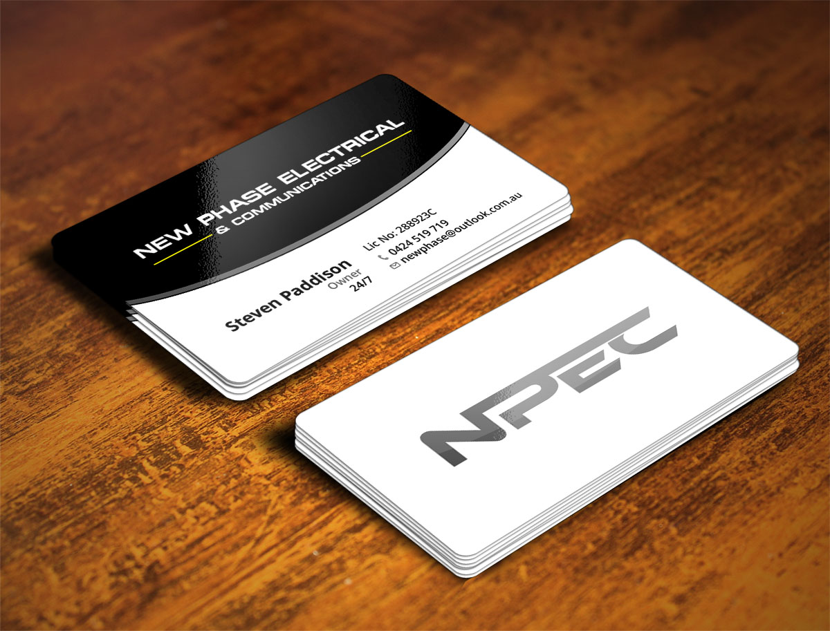 Visitenkarten-Design von Verified artistry für New Phase Electrical & Communications | Design #8431381
