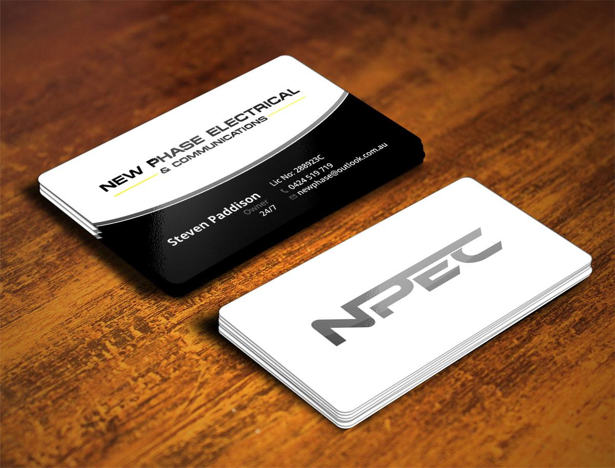 Business Card Design by Verified artistry (Design garden) for New Phase Electrical & Communications | Design #8431382