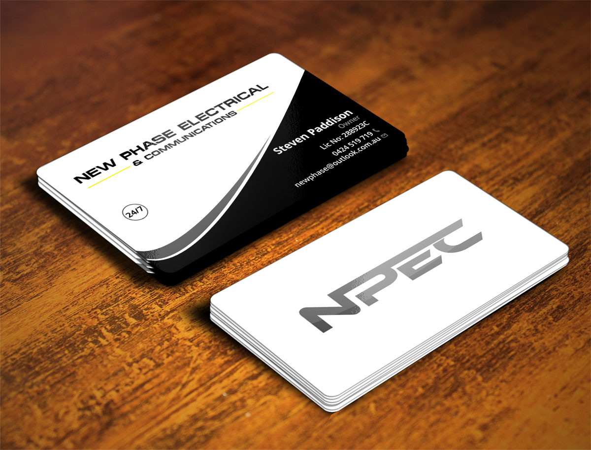 Business Card Design by Verified artistry for New Phase Electrical & Communications | Design #8431383