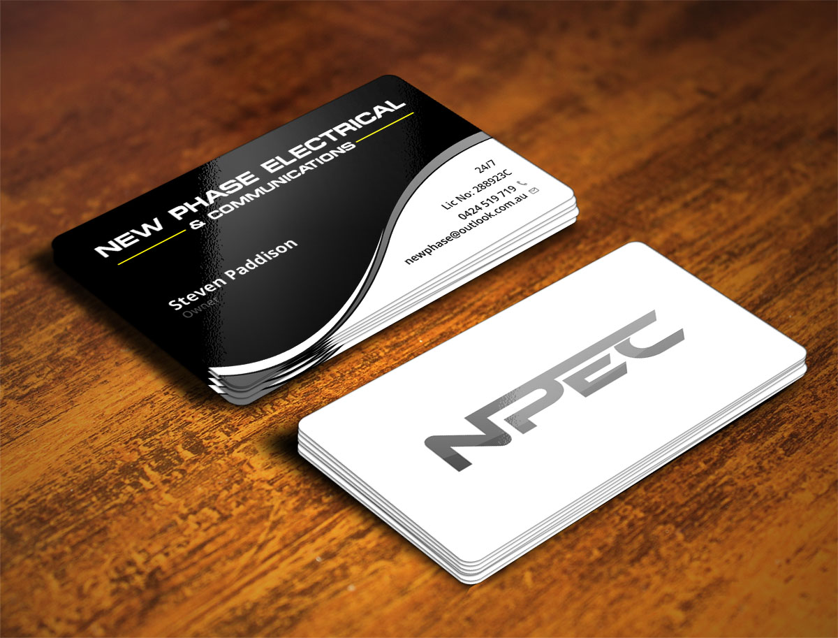 Business Card Design by Verified artistry for New Phase Electrical & Communications | Design #8431392