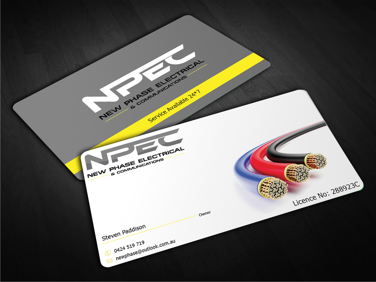 Business Card Design by EWS Webs for New Phase Electrical & Communications | Design #8424210