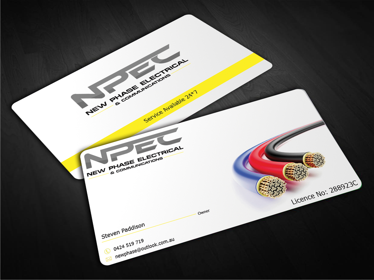 Business Card Design by EWS Webs for New Phase Electrical & Communications | Design #8424270