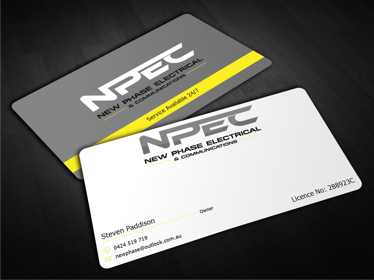 Business Card Design by EWS Webs for New Phase Electrical & Communications | Design #8432171