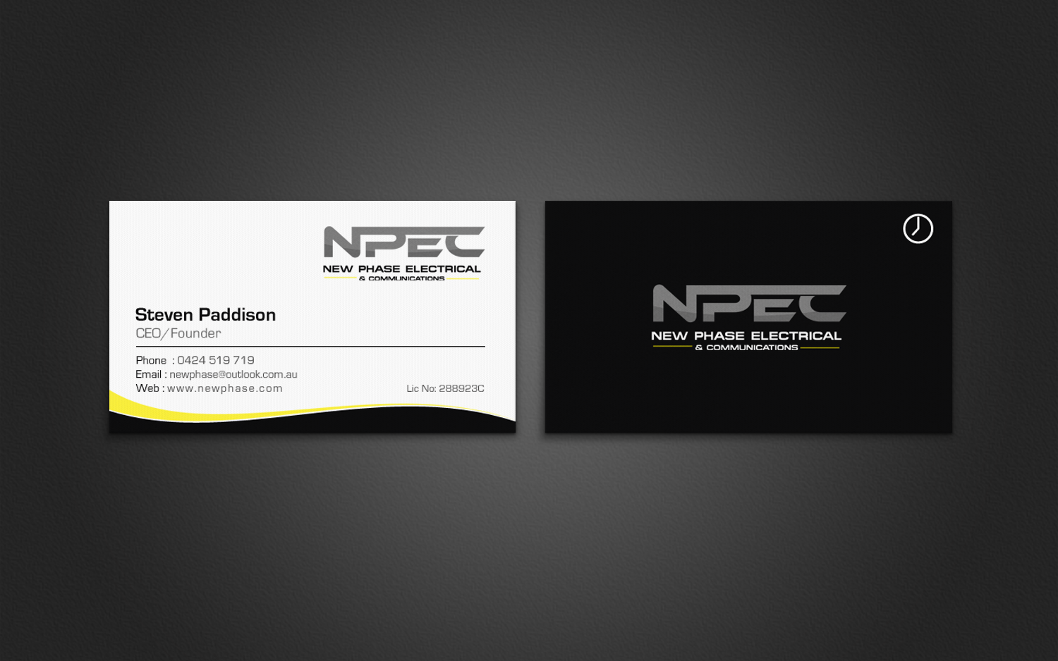 Business Card Design by chandrayaan.creative for New Phase Electrical & Communications | Design #8432624