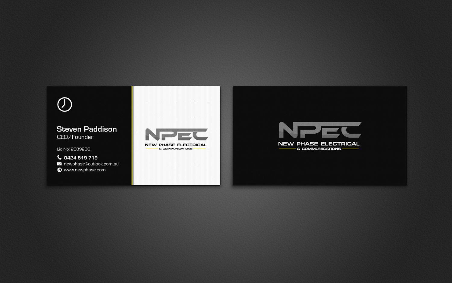 Business Card Design by chandrayaan.creative for New Phase Electrical & Communications | Design #8432628