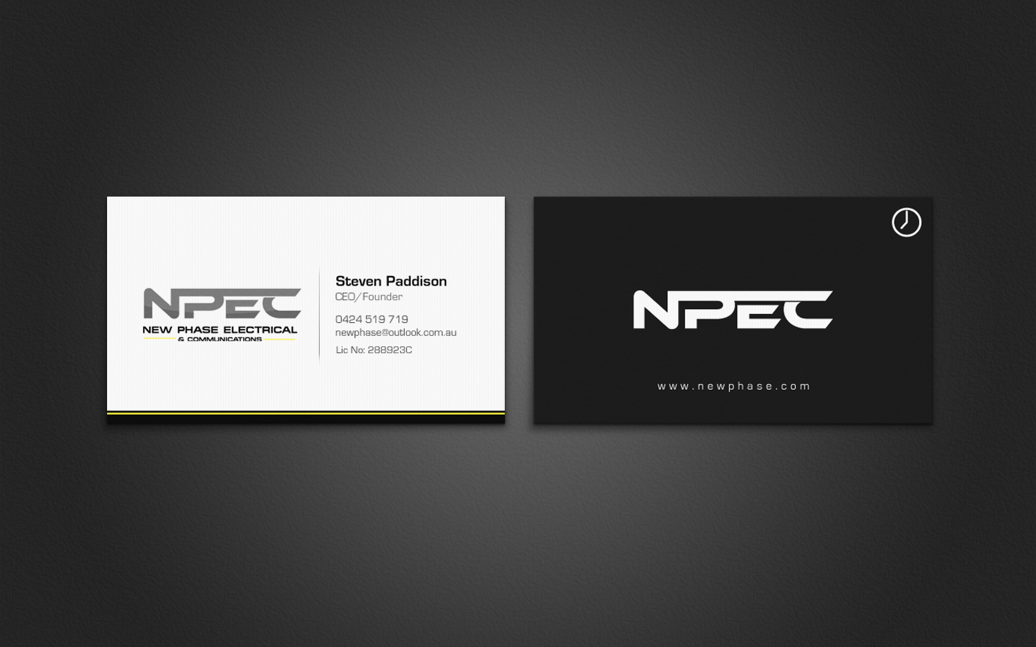 Business Card Design by chandrayaan.creative for New Phase Electrical & Communications | Design #8432629