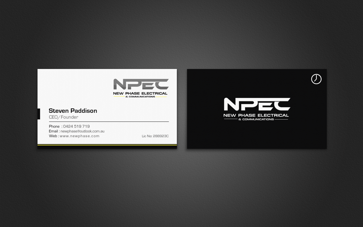 Business Card Design by chandrayaan.creative for New Phase Electrical & Communications | Design #8432630