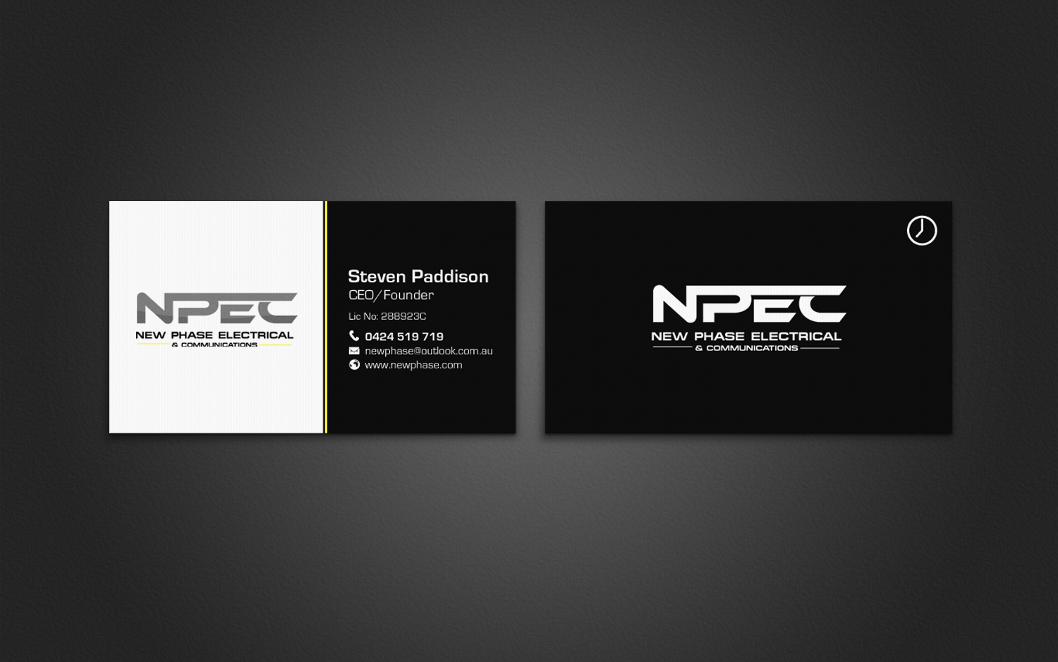 Business Card Design by chandrayaan.creative for New Phase Electrical & Communications | Design #8432632