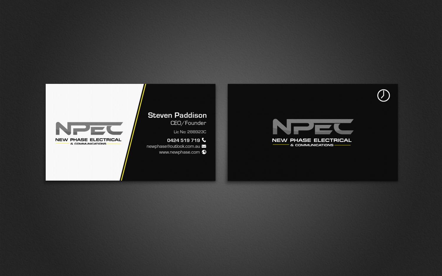 Business Card Design by chandrayaan.creative for New Phase Electrical & Communications | Design #8432634