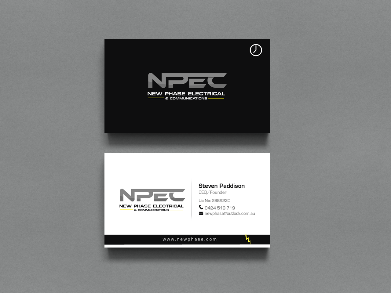 Business Card Design by chandrayaan.creative for New Phase Electrical & Communications | Design #8432635