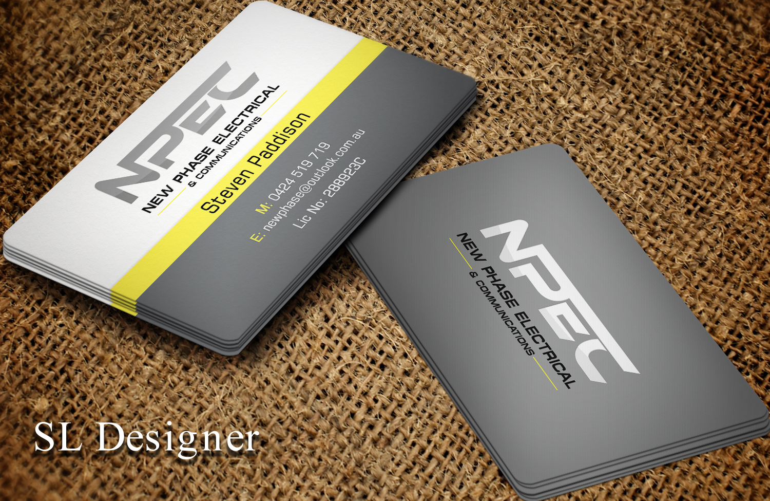 Visitenkarten-Design von SL Designer für New Phase Electrical & Communications | Design #8432915