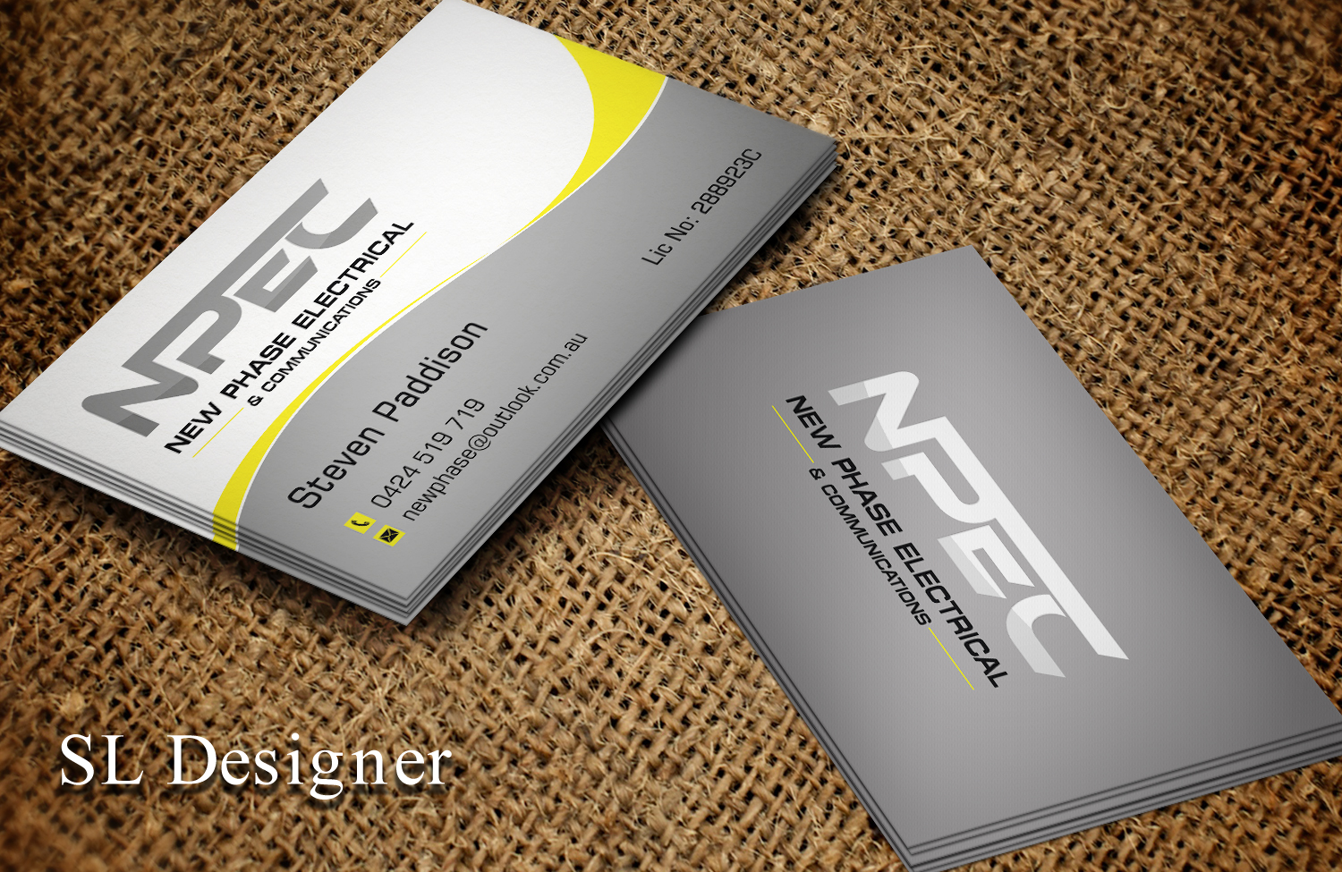 Visitenkarten-Design von SL Designer für New Phase Electrical & Communications | Design #8432916