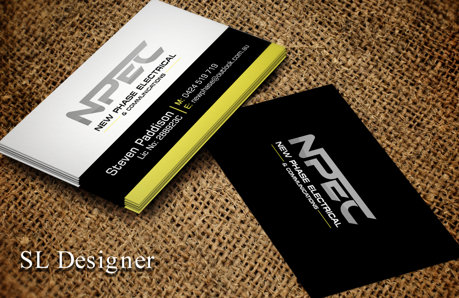 Business Card Design by SL Designer for New Phase Electrical & Communications | Design #8433087