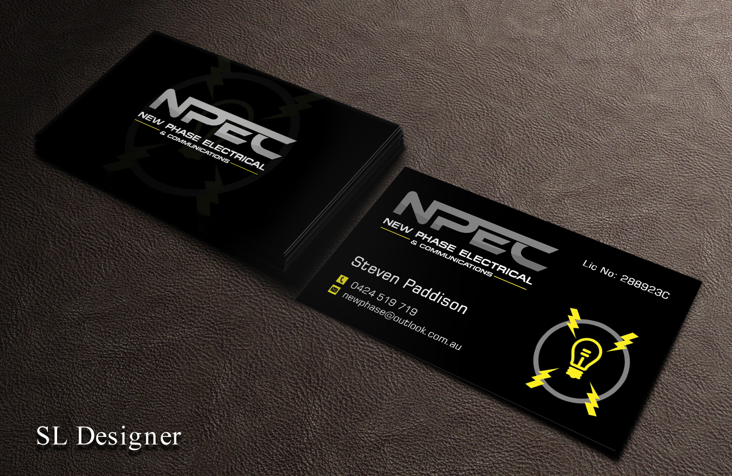 Design de Carte de Visite par SL Designer pour New Phase Electrical & Communications | Design #8433203