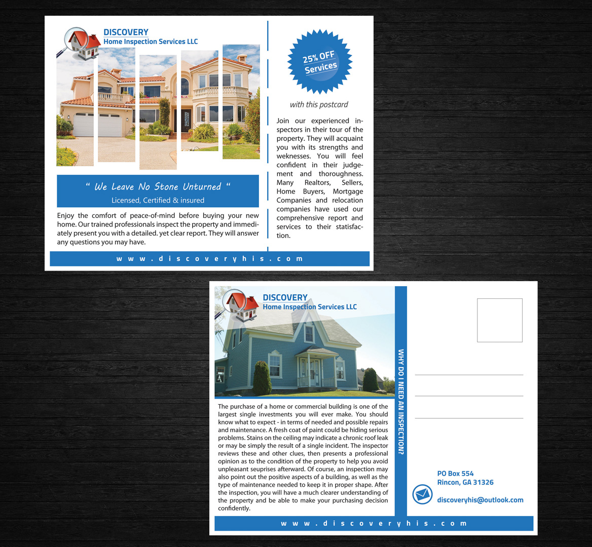 Postkarten-Design von dayzign für Discovery Home Inspection Services, LLC | Design #7930029