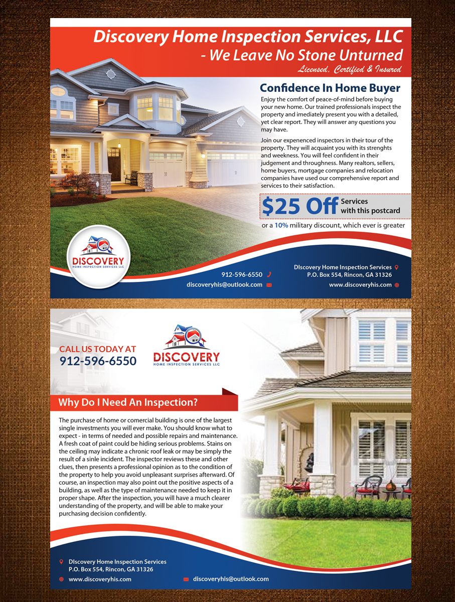 Postcard Design by creative.bugs for Discovery Home Inspection Services, LLC | Design #7970384