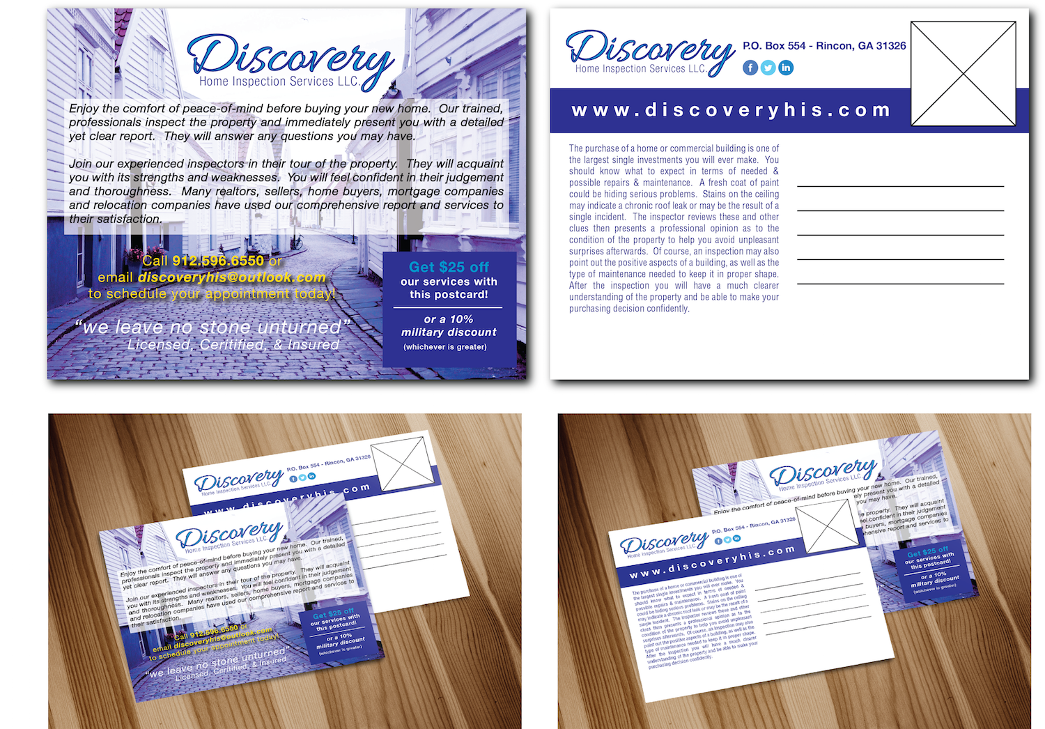 Postcard Design by Lisa Inspektor for Discovery Home Inspection Services, LLC | Design #7927440