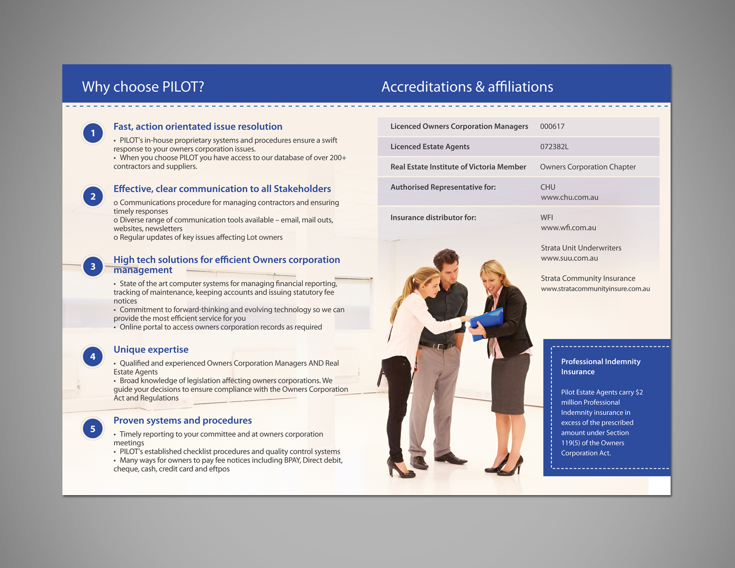 modern bold property management brochure design for pacific