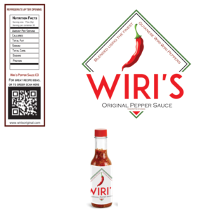 An attractive/creative label design for Wiri's Original Pepper Sauce | Diseño de Etiqueta por Nexsus