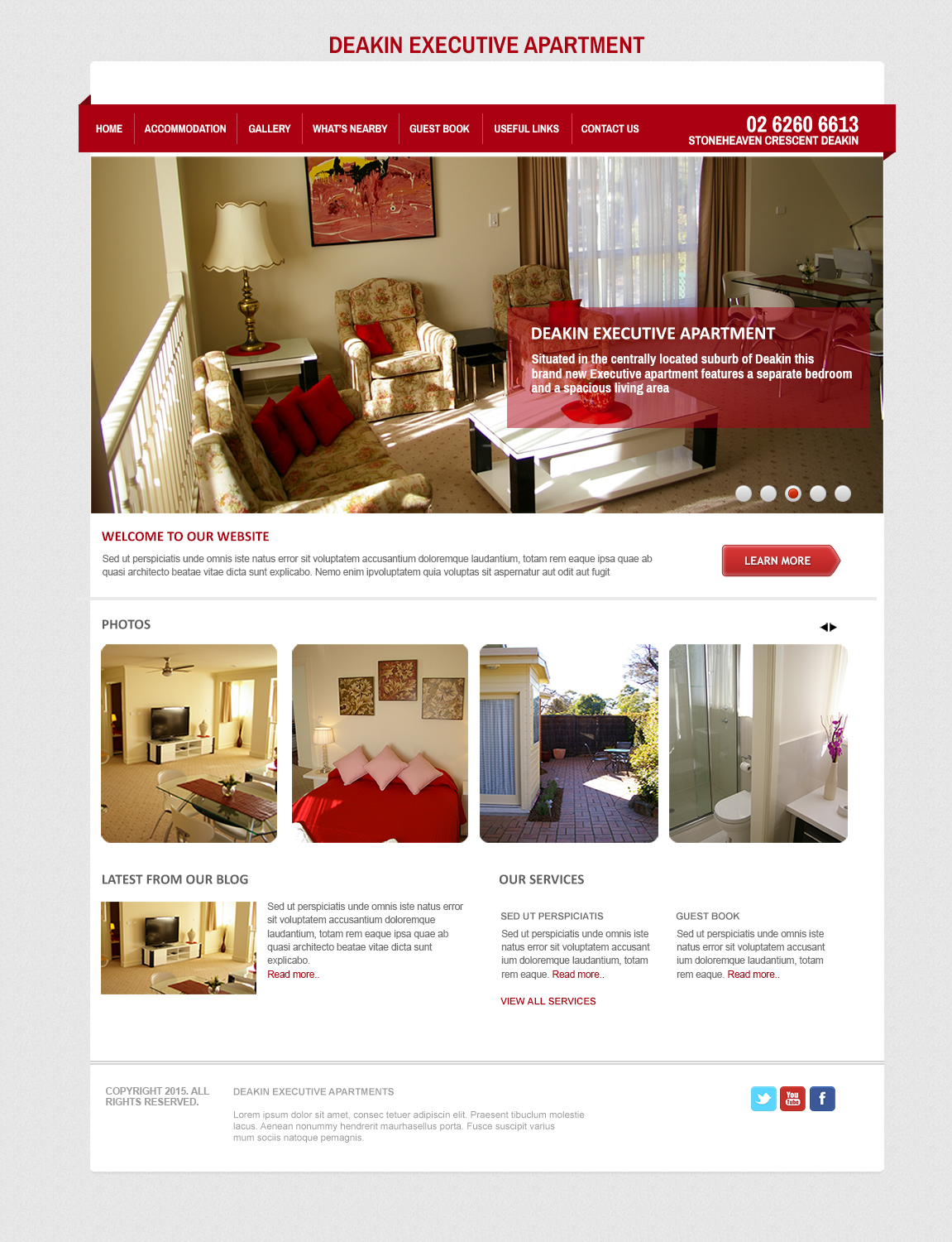 Diseño Web por studiyo3 para Canberra Short Term & Holiday Accommodation | Diseño #8517108