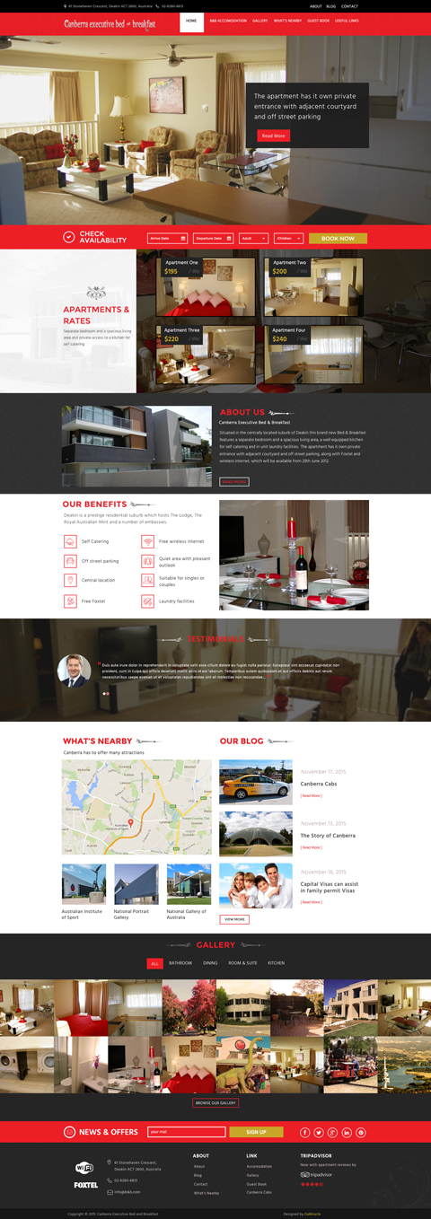 Diseño Web por Da Miracle para Canberra Short Term & Holiday Accommodation | Diseño #7954614