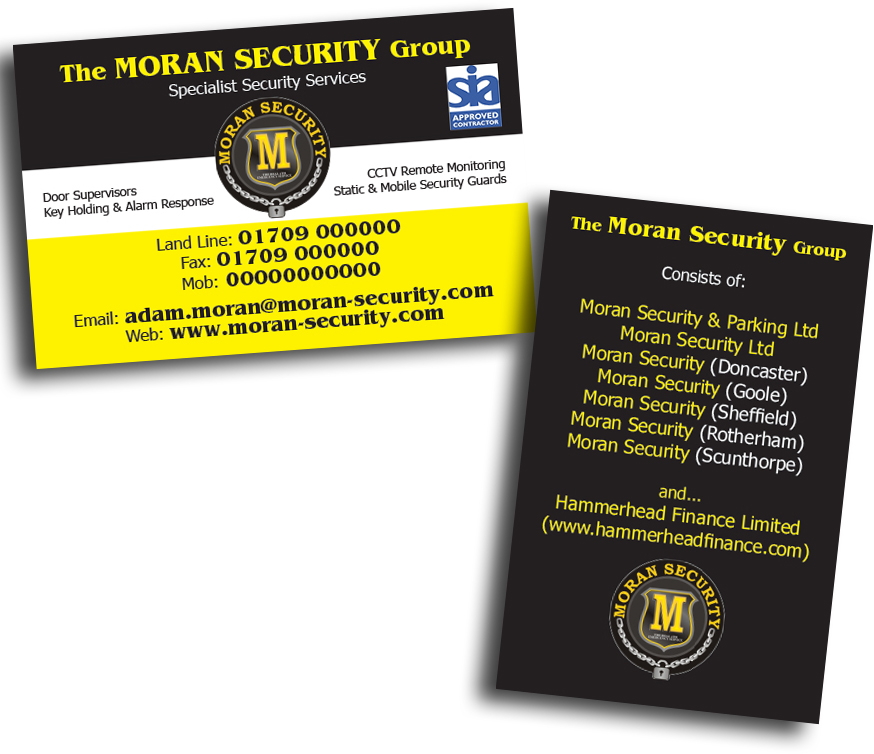 Design de Carte de Visite par Kings Bishop Design pour Moran Security Ltd | Design #395864