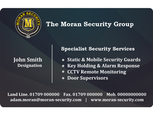 Design de Carte de Visite par inspiredart pour Moran Security Ltd | Design : #396484
