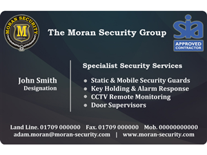 Design de Carte de Visite par inspiredart pour Moran Security Ltd | Design : #396490