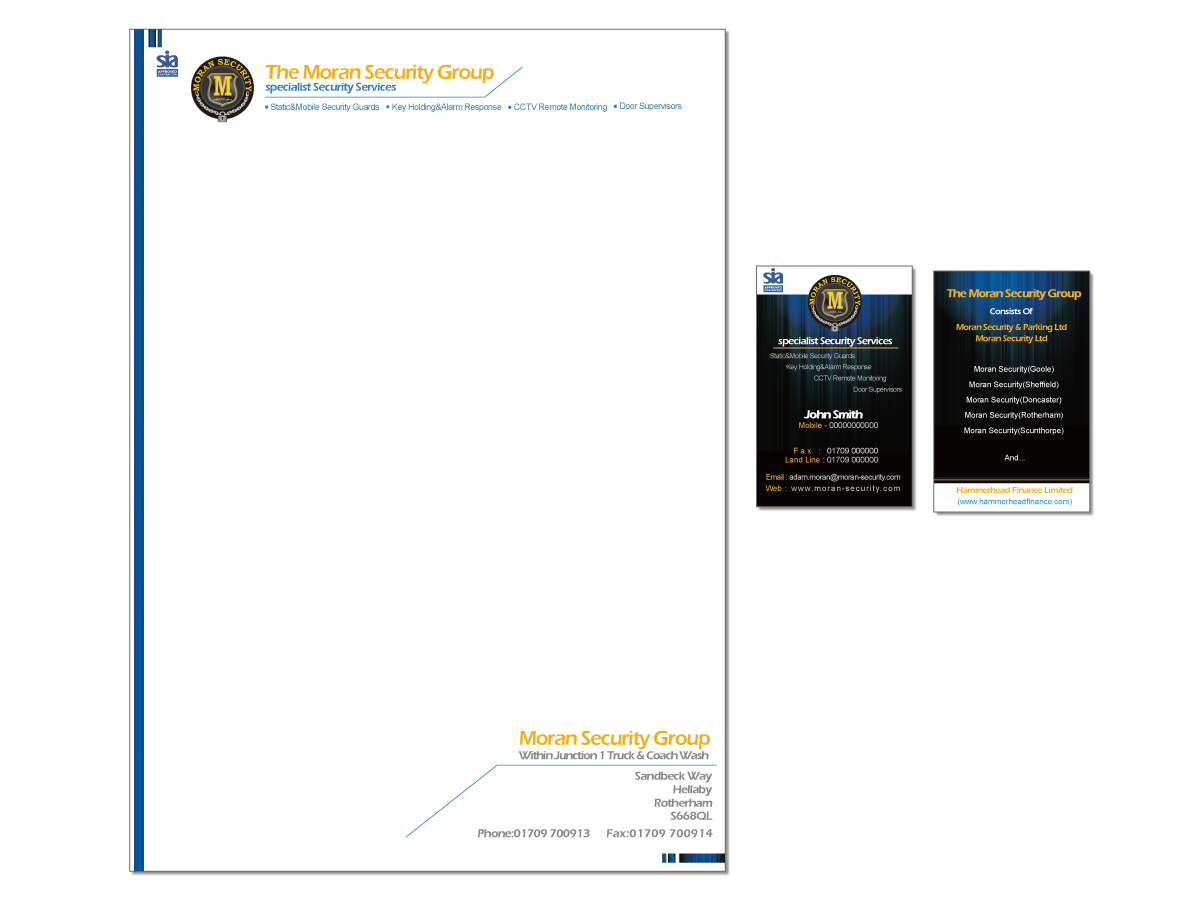 Business Card Design by Gen for Moran Security Ltd | Design #404022