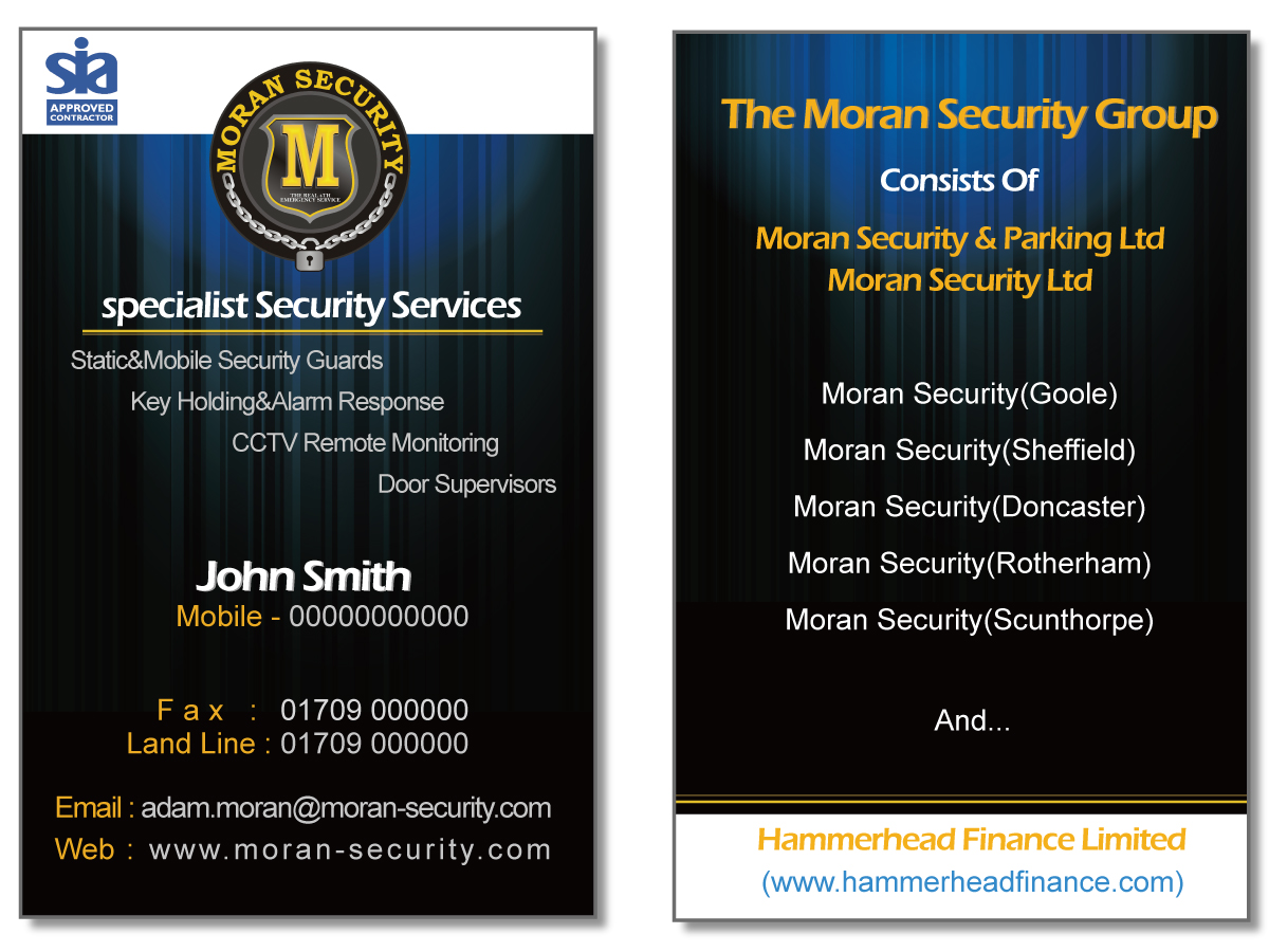 Design de Carte de Visite par Gen pour Moran Security Ltd | Design #404023