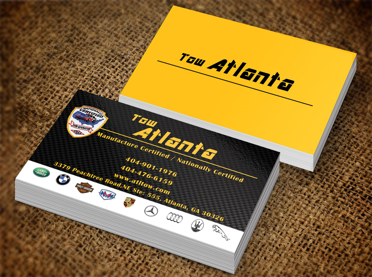 Business Card Design by Lanka Ama for Tow Atlanta | Design #7924279