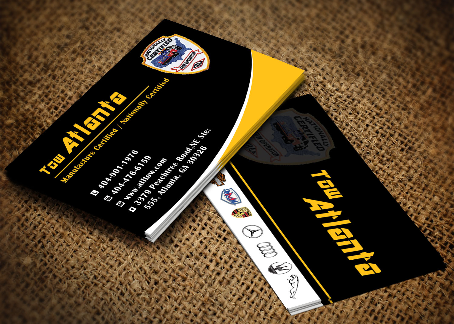 Business Card Design by Lanka Ama for Tow Atlanta | Design #7924280
