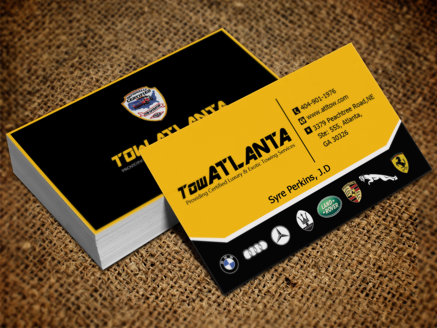 Business Card Design by Lanka Ama for Tow Atlanta | Design #8455511