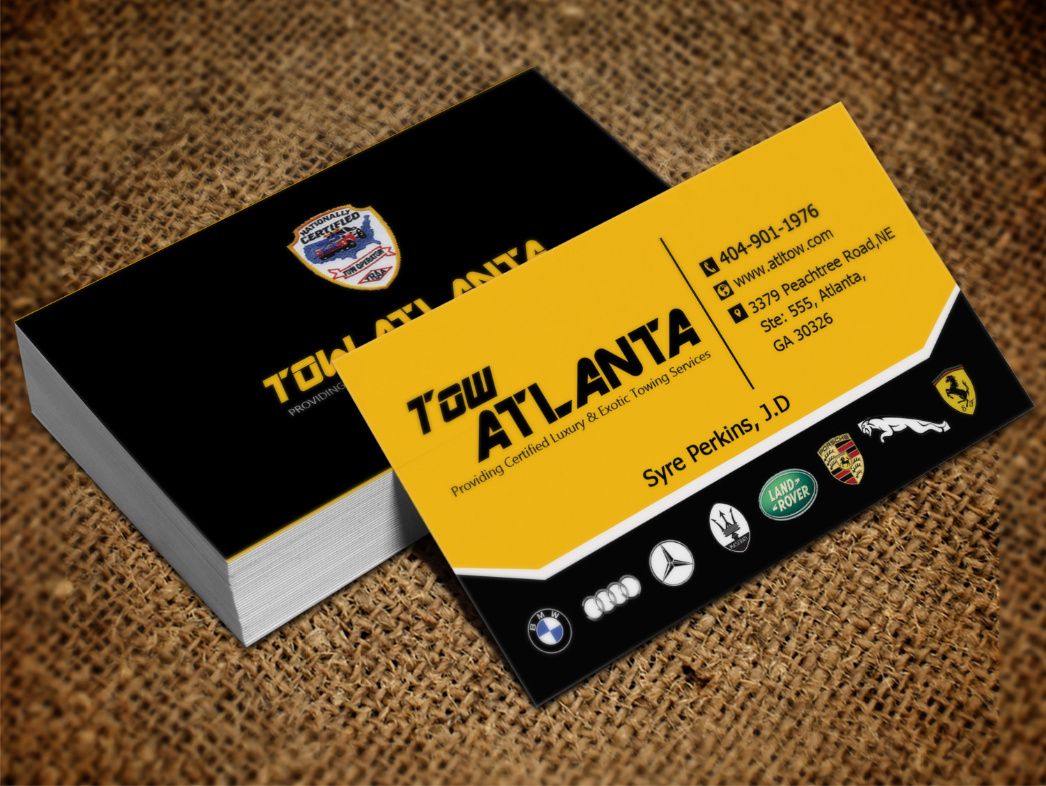 Business Card Design by Lanka Ama for Tow Atlanta | Design #8466466