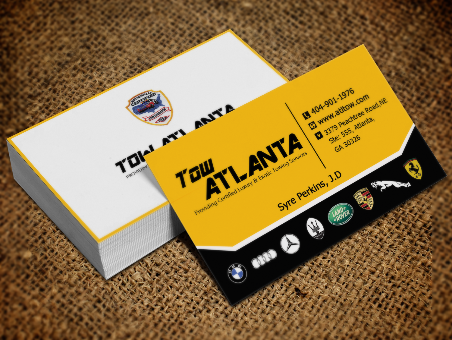 Business Card Design by Lanka Ama for Tow Atlanta | Design #8479344