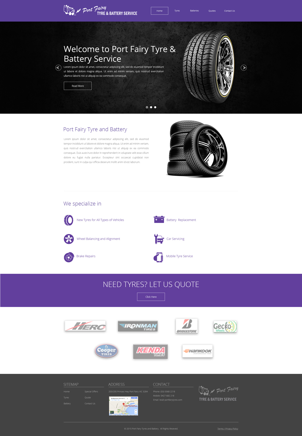 Web Design by Nightmist for Port Fairy Tyre & Battery Service | Design #8009809